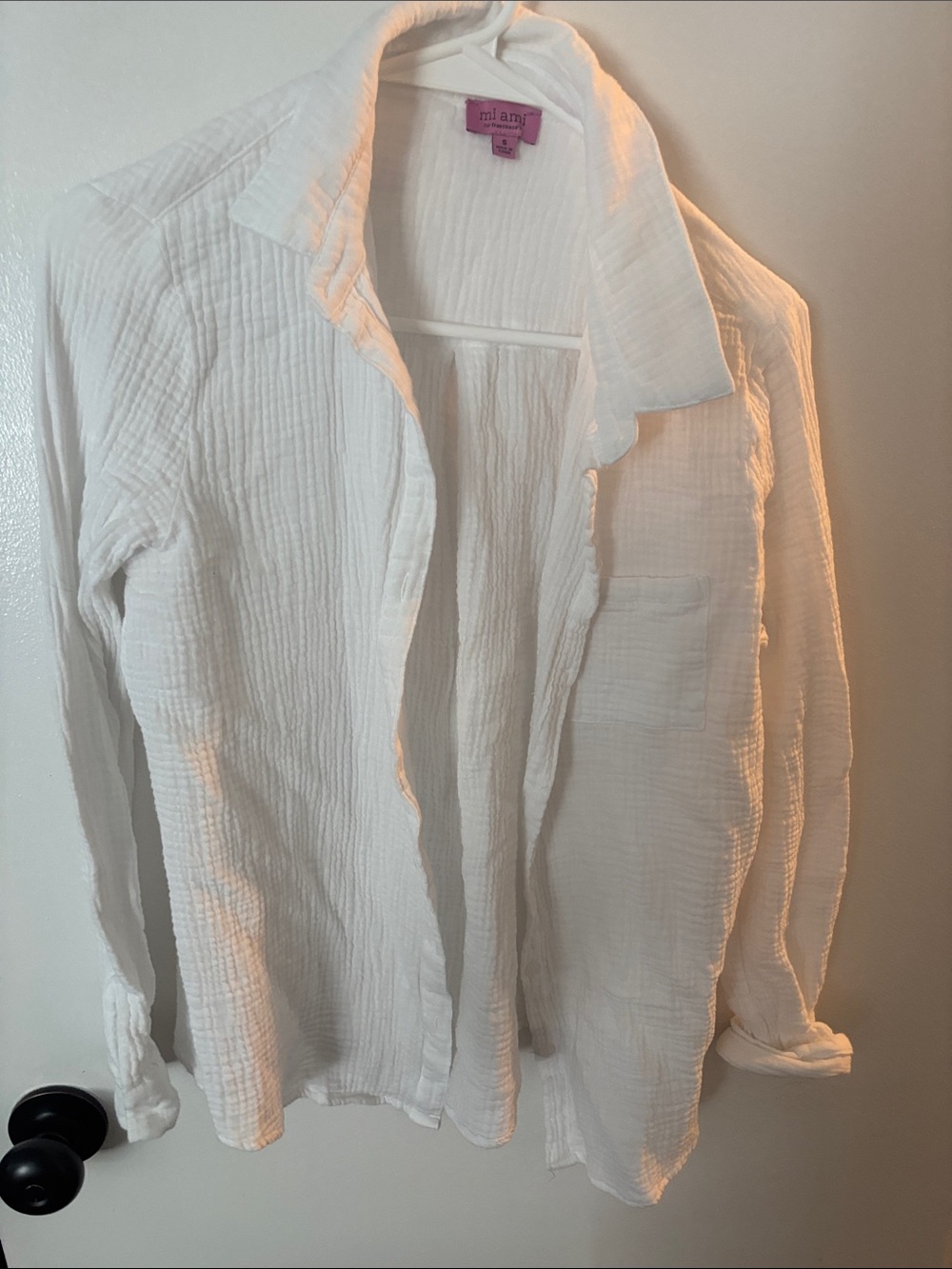 Miami White Lightweight Textured Button-Up Shirt